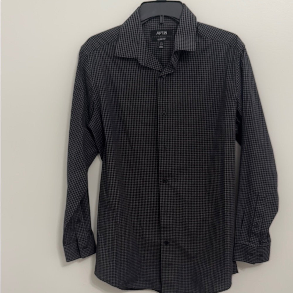 Apt. 9 Men's Black Checkered Shirt (slim fit)